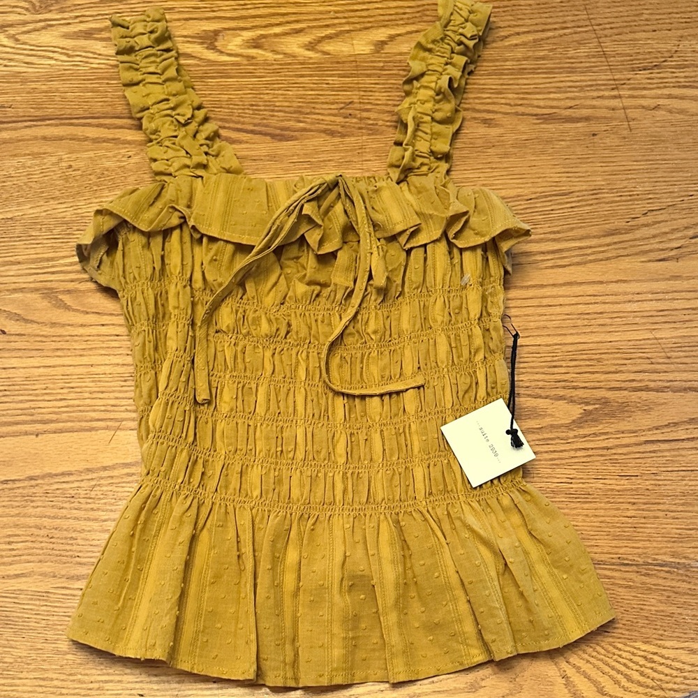 Elegant Mustard Smocked Blouse